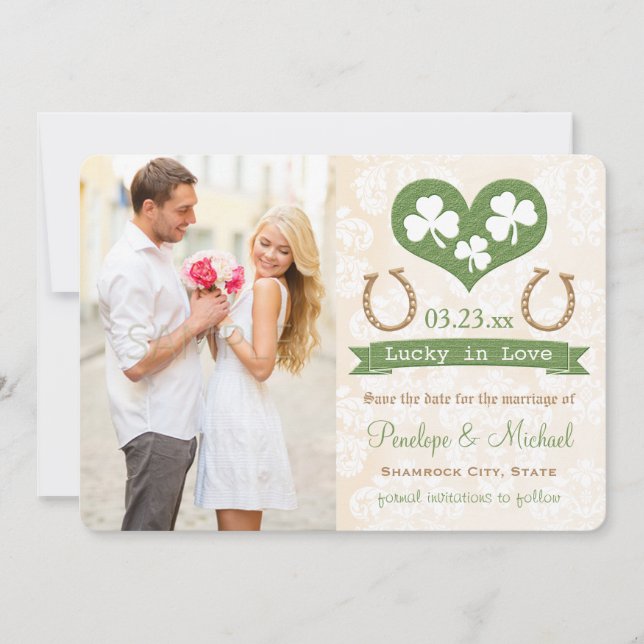 Kleeblatt Glück in der Liebe Save the Date (Vorderseite)