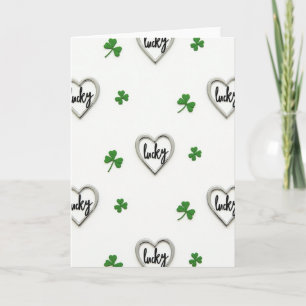 Kleeblatt-Glückwunschkarte Lucky Hearts Karte