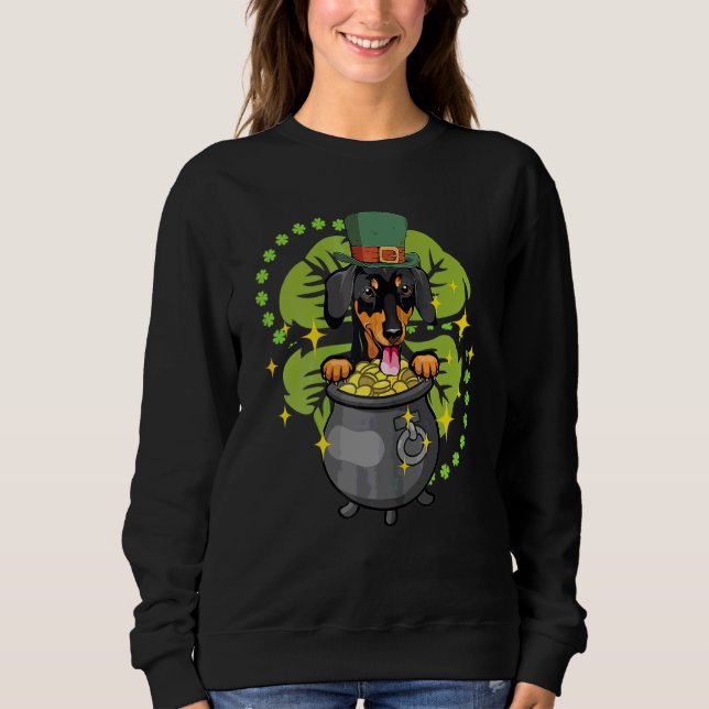 Kleeblatt Gold Pot St Patricku2019s Day Dackel D Sweatshirt (Vorderseite)