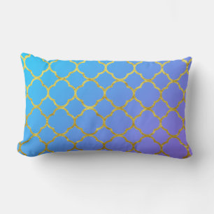 Kleeblatt Goldfolien-Muster Blaue Ombre Glänzend Lendenkissen
