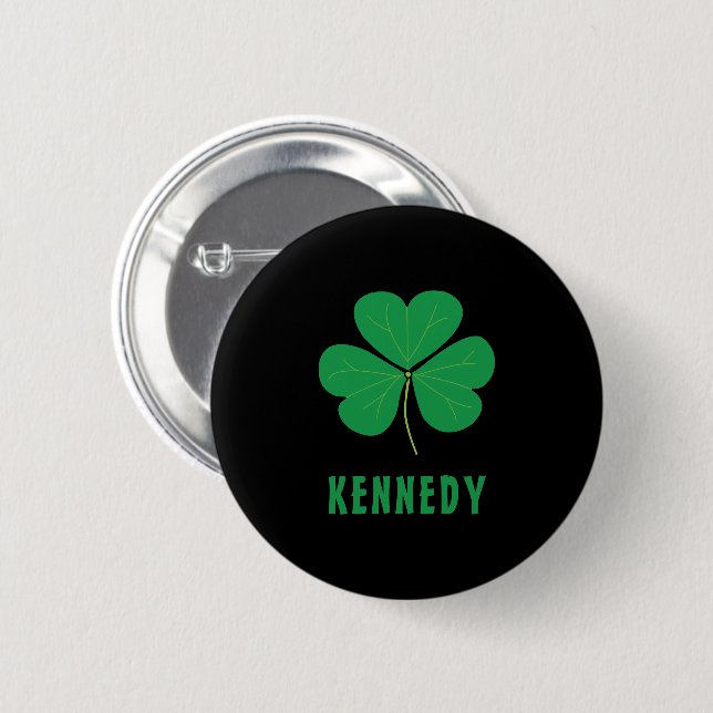 Kleeblatt Green Clover Ireland Celtic Irish Name Button (Vorne & Hinten)