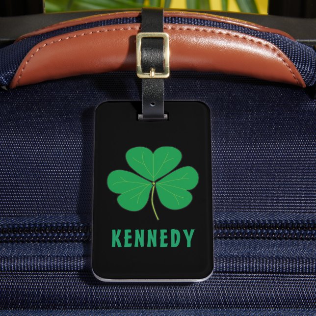 Kleeblatt Green Clover Ireland Celtic Irish Name Gepäckanhänger (Vorderseite Insitu 2)