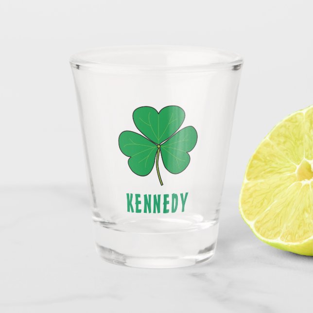 Kleeblatt Green Clover Ireland Celtic Irish Name Schnapsglas (Vorderseite)