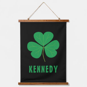 Kleeblatt Green Clover Ireland Celtic Irish Name Wandteppich Mit Holzrahmen