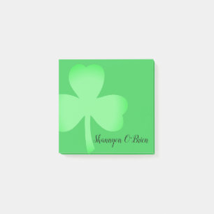 Kleeblatt Green Modern Script Mit Monogramm Name 3 Post-it Klebezettel