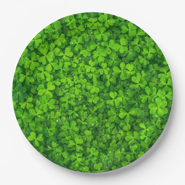 Kleeblatt grün, St. Patrick's Day, Pappteller (Vorderseite)