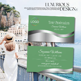 Kleeblatt Grüne Silber-Dekoration mit Markenlogo Visitenkarte