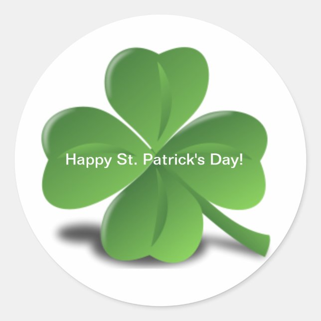 Kleeblatt Happy St Patricks Day Simple Clover Runder Aufkleber (Vorderseite)
