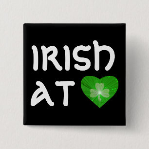 Kleeblatt Heart 'Irish at Heart' Schaltfläche schw Button