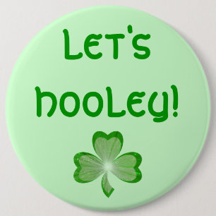 Kleeblatt Herz 'Let's Hooley!' Knopf grün Button