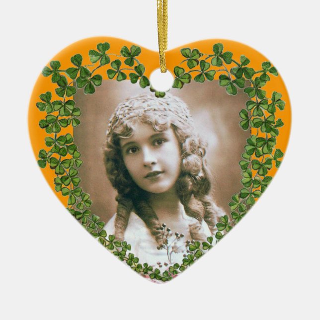 KLEEBLATT-HERZFOTOVORLAGE VON SAINT PATRICK KERAMIK ORNAMENT (Vorne)