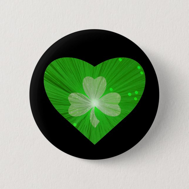 Kleeblatt Herztaste Abzeichen schwarz Button (Vorderseite)