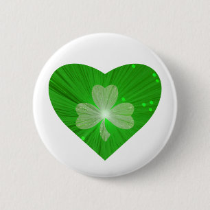 Kleeblatt Herztaste Abzeichen weiß Button