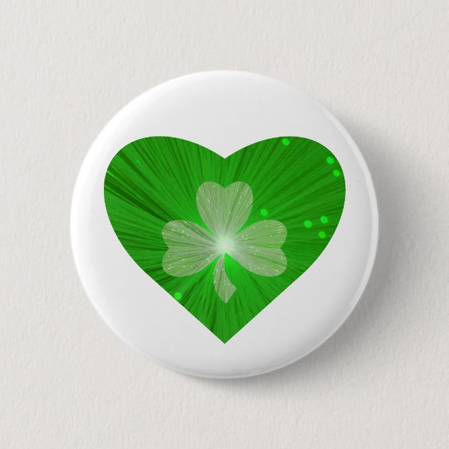 Kleeblatt Herztaste Abzeichen weiß Button (Vorderseite)