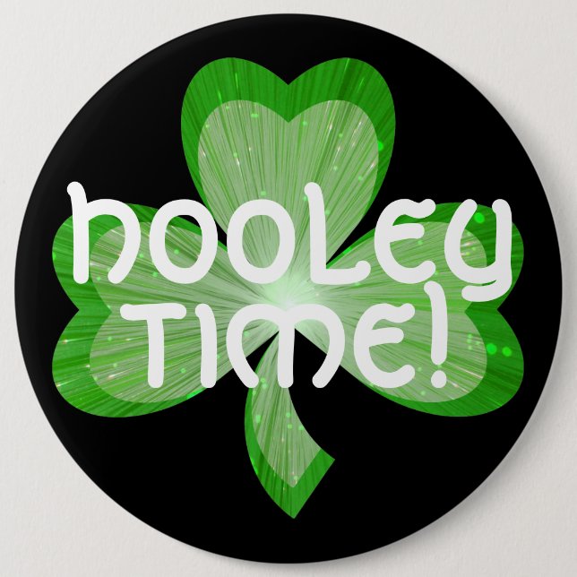 Kleeblatt 'Hooley Time' Knopf schwarz Button (Vorderseite)