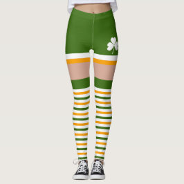 Kleeblatt Irish Green Orange St Patricks Day Leggings