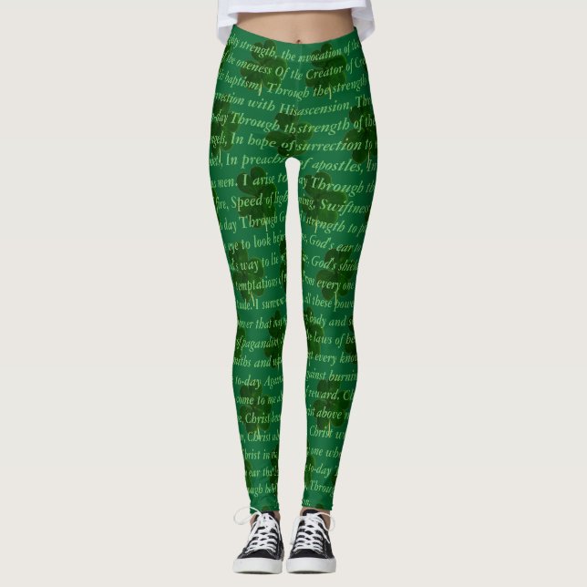 Kleeblatt Irish Poem St. Patrick Typografy Green Leggings (Vorderseite)