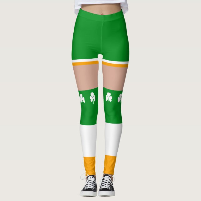 Kleeblatt Irish St Patricks Day Novelty Fun Leggings (Vorderseite)
