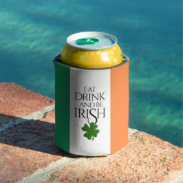 Kleeblatt isst trinken und irische Flagge führen Dosenkühler