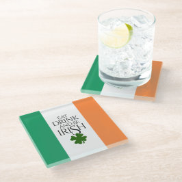 Kleeblatt isst trinken und irische Flagge führen Glasuntersetzer