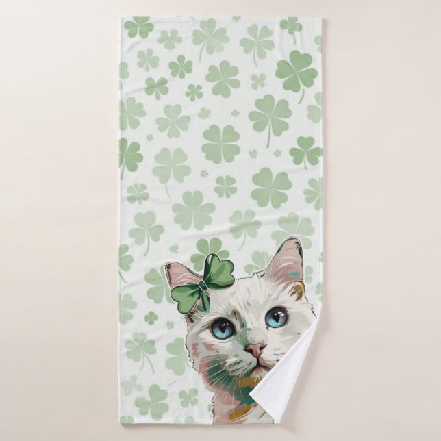 Kleeblatt Katze mit blauen Augen Badhandtuch Set (Badehandtuch)
