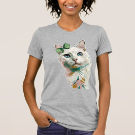 Kleeblatt Katze mit blauen Augen T-Shirt