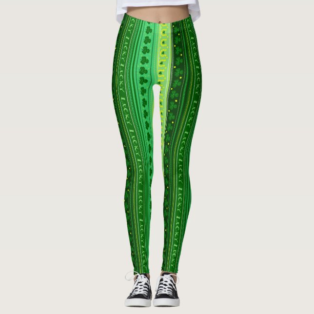 Kleeblatt, Klee St.Patrick's Day, Glücksmuster Leggings (Vorderseite)