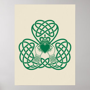 Kleeblatt-Knoten Claddagh Poster