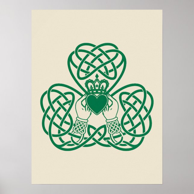Kleeblatt-Knoten Claddagh Poster (Vorne)