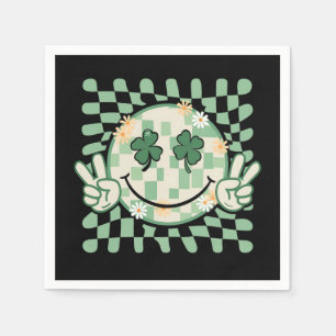 Kleeblatt-Lächeln-Gesicht Lustiger St. Patrick's D Serviette
