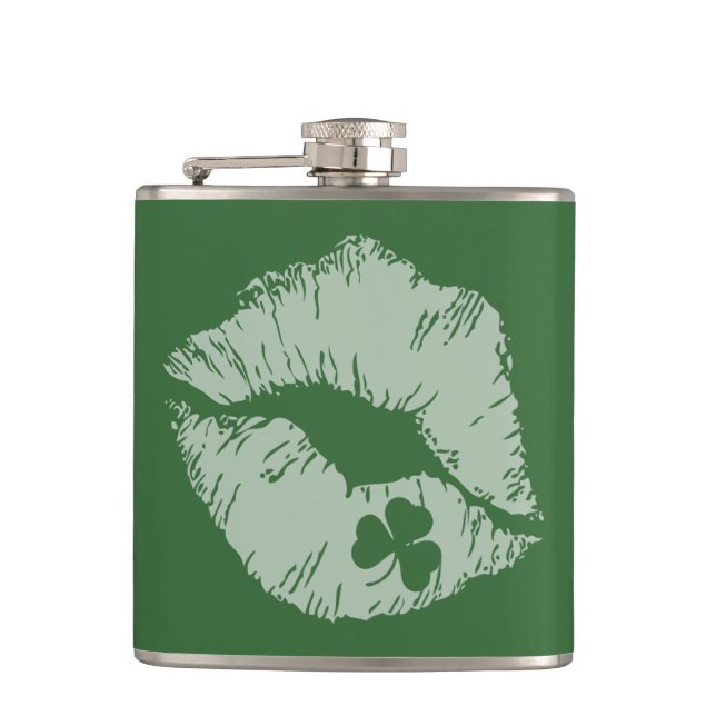 Kleeblatt Lips - Küss Me I'm Irish Flask Flachmann (Vorderseite)