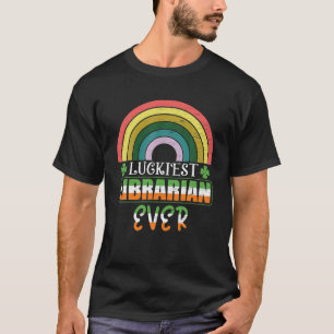 Kleeblatt Luckiest Librarian Vintag St Patricks T-Shirt