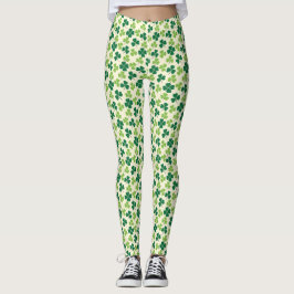 Kleeblatt Lucky Clover Pattern St Patrick's Day Leggings