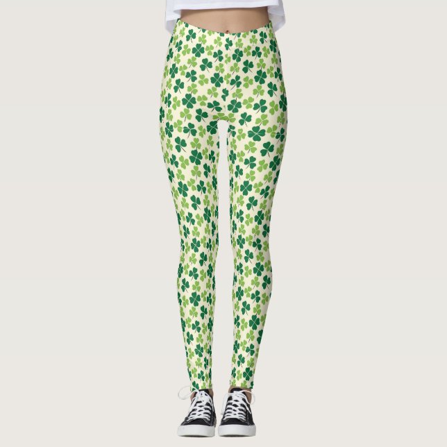 Kleeblatt Lucky Clover Pattern St Patrick's Day Leggings (Vorderseite)
