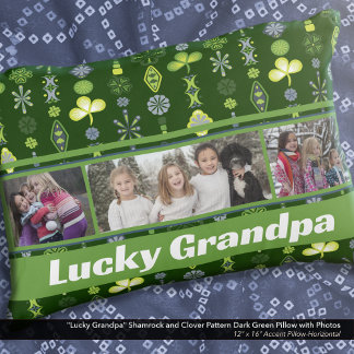 Kleeblatt "Lucky Grandpa" dunkelgrünes Foto Dekokissen