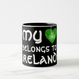 Kleeblatt "Mein Herz gehört Irland" Tasse schwarz