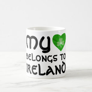 Kleeblatt "Mein Herz gehört zu Irland" Tasse weiß