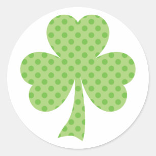 Kleeblatt mit Polka dots St. Patrick's Day Aufkleb Runder Aufkleber