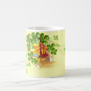 Kleeblatt mit vier Blättern und Hufeisen Kaffeetasse