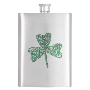 Kleeblatt Musiknoten Flasche Flachmann