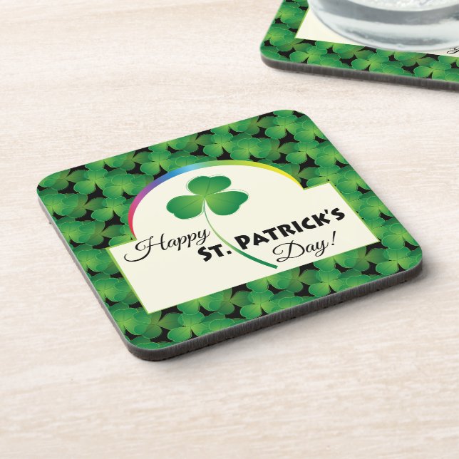 Kleeblatt-Muster Frohen St. Patrick's Tag Untersetzer (Linke Seite)