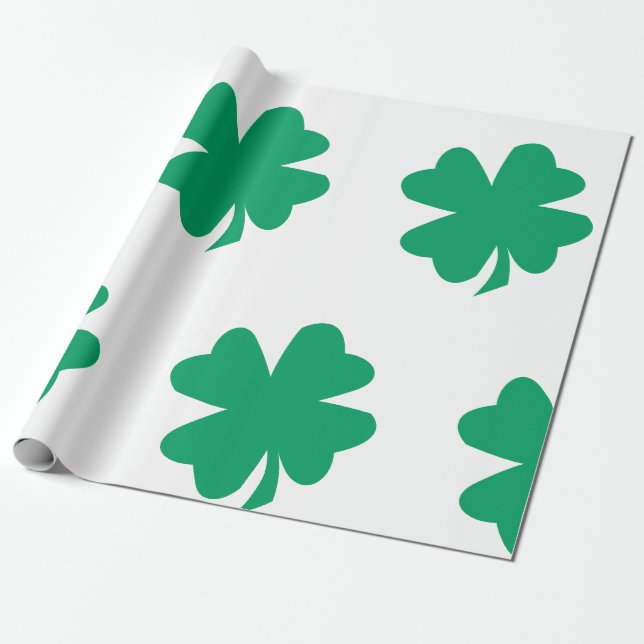 Kleeblatt Muster Green St Patrick's Day 2024 Geschenkpapier (Ungerollt)