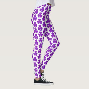 Kleeblatt-Muster Karo Lila Leggings