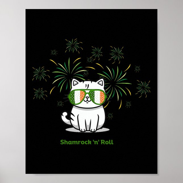 Kleeblatt N Roll Katze St. Patrick's Day Männer Fr Poster (Vorne)