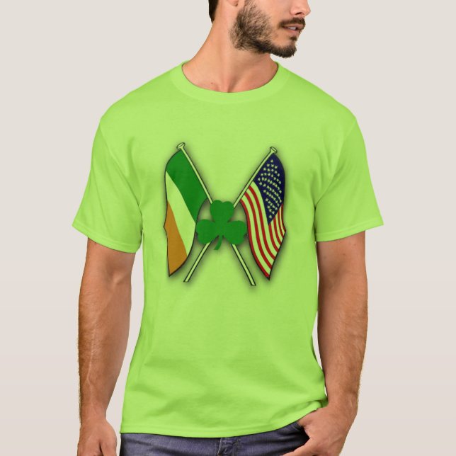 Kleeblatt 'n USA & IRISH Flags T-Shirt (Vorderseite)