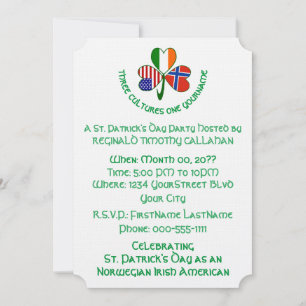 Kleeblatt Norwegen Irland USA Flagge Text anpassen Einladung