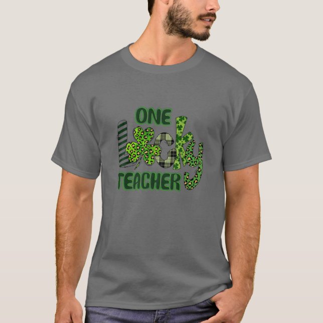 Kleeblatt One Lucky Teacher St. Patrick's Day Scho T-Shirt (Vorderseite)