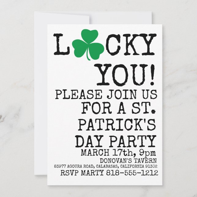 Kleeblatt-Party Einladung St. Patricks irische (Vorderseite)