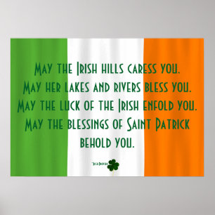Kleeblatt Patrick, Inspiration Irish Blessing Flag Poster