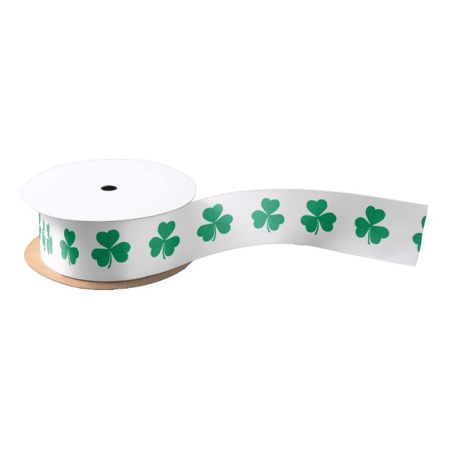 Kleeblatt Pattern Green St. Patrick's Day Satinband (Spule)